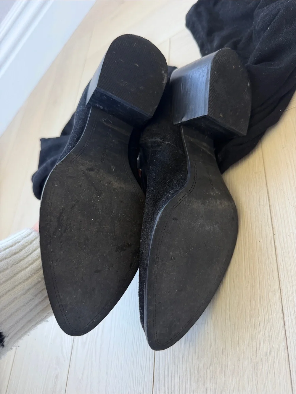 Calvin Klein Black Suede Over-the-Knee Suede Block Heel Boots